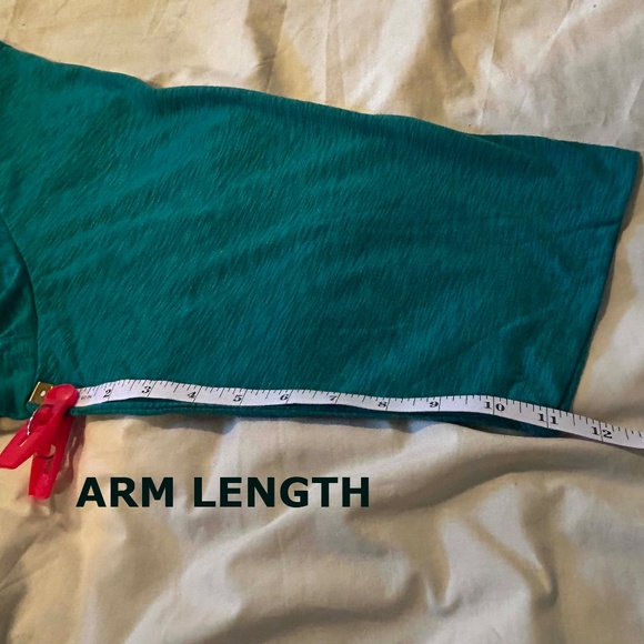NEW PHOTOS! TOP, ¾ SLEEVE, LINEN BLEND, DEEP EMERALD, SIZE 4X, VEE NECK, SIDE - Picture 2 of 11